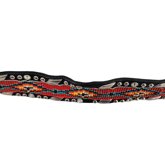 ARIAT BEADED WESTERN LEATHER BELT WITH BUCKLE - Picture 14 of 15